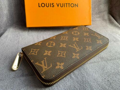 LOUIS VUITTON MONOGRAM ZIPPY WALLET ZIP AROUND LONG PURSE BROWN LV WALLET BAG 