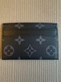 2020 LOUIS VUITTON Monogram Eclipse Taiga Coin Card Holder Reverse Monogram Card