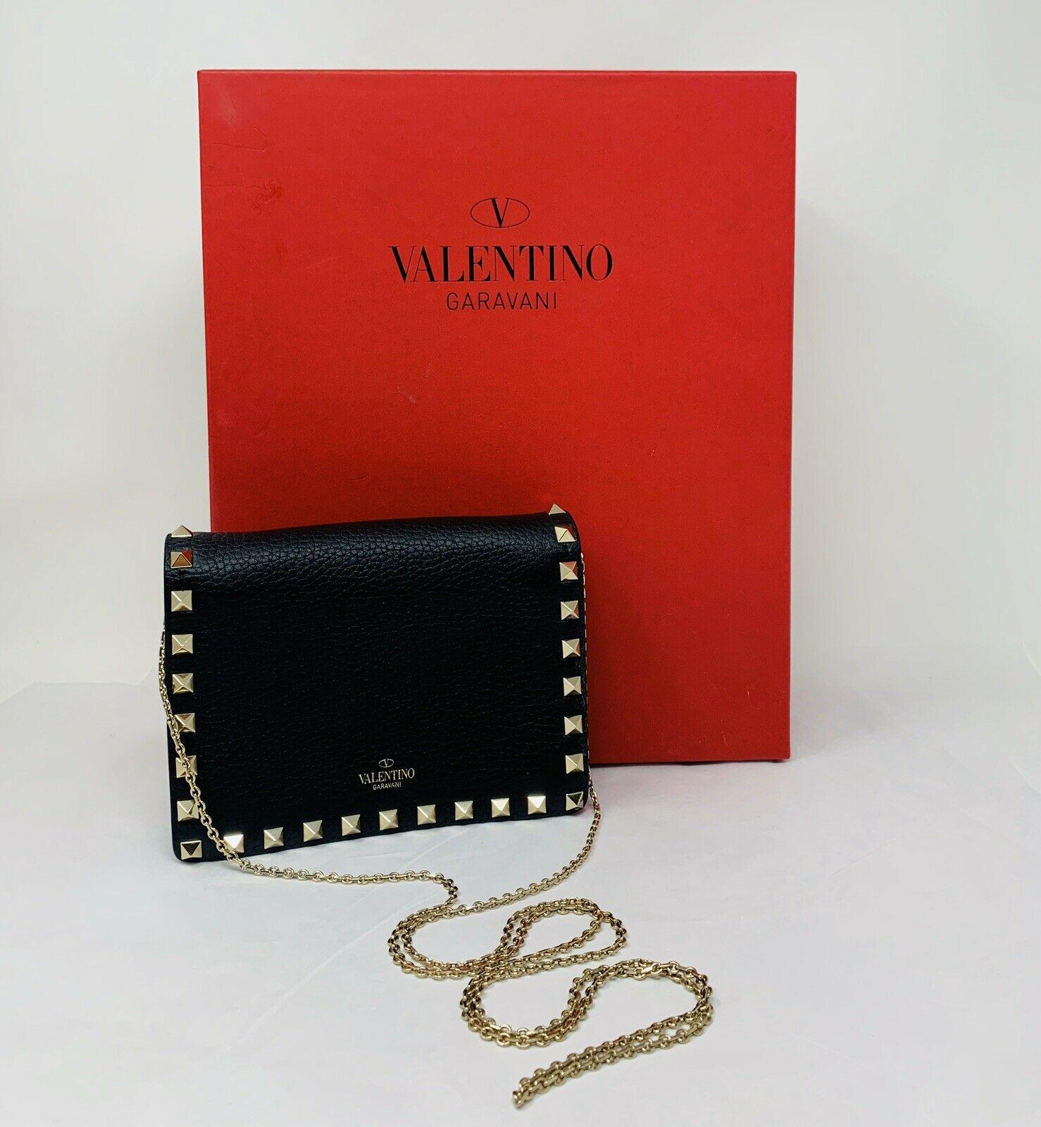 VALENTINO GARAVANI Rockstud Vitello Chain Clutch Shoulder Bag handbag sale 