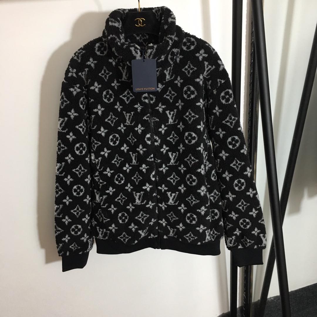 Louis Vuitton Black Monogram Jacquard Fleece Jacket 