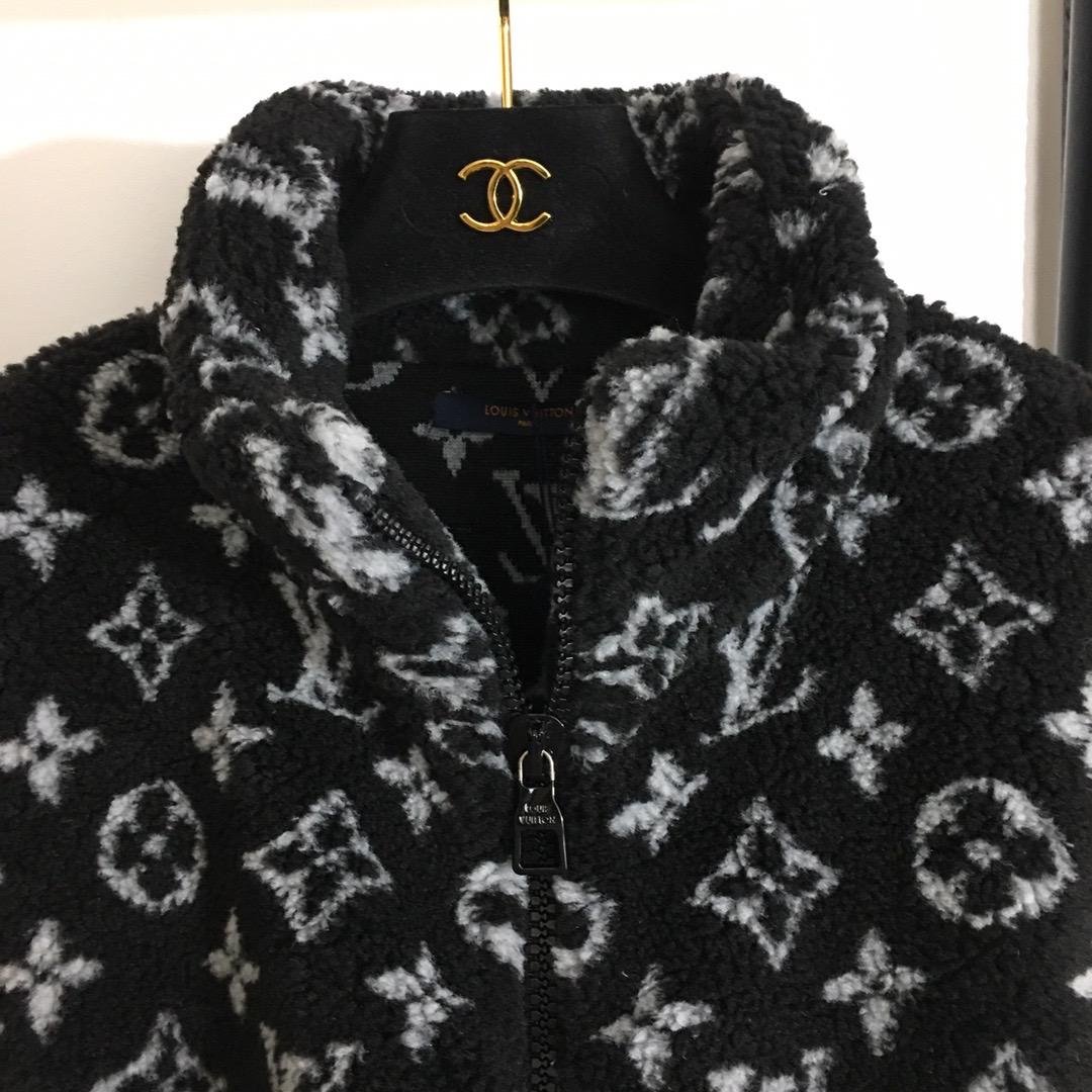 Louis Vuitton Black Monogram Jacquard Fleece Jacket 
