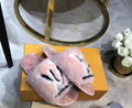 LOUIS VUITTON LV WOMEN HOMEY FLAT MULE IN MINK FUR-MINK SLIPPER Women slide shoe