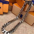 Louis Vuitton LV Chain Links Monogram Necklace M68272 Silver metal Engraved 