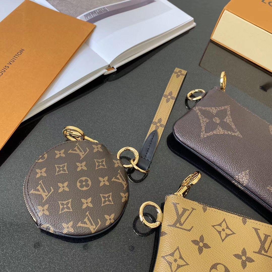 Louis Vuitton LV Trio Pouch M68756 Monogram wristlet LV Circle zips purse wallet