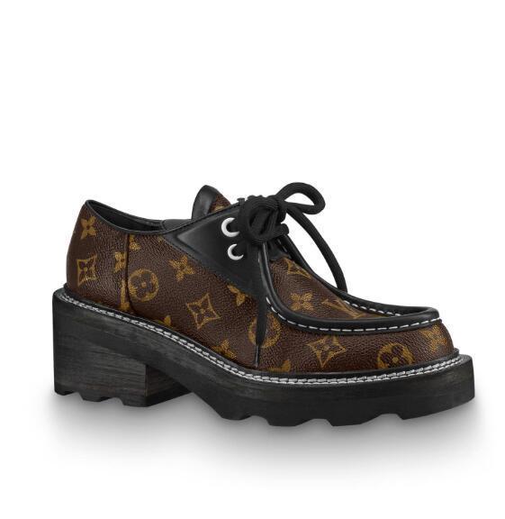 Louis vuitton iconic Monogram canvas BEAUBOURG PLATFORM DERBY LV lace up loafer 