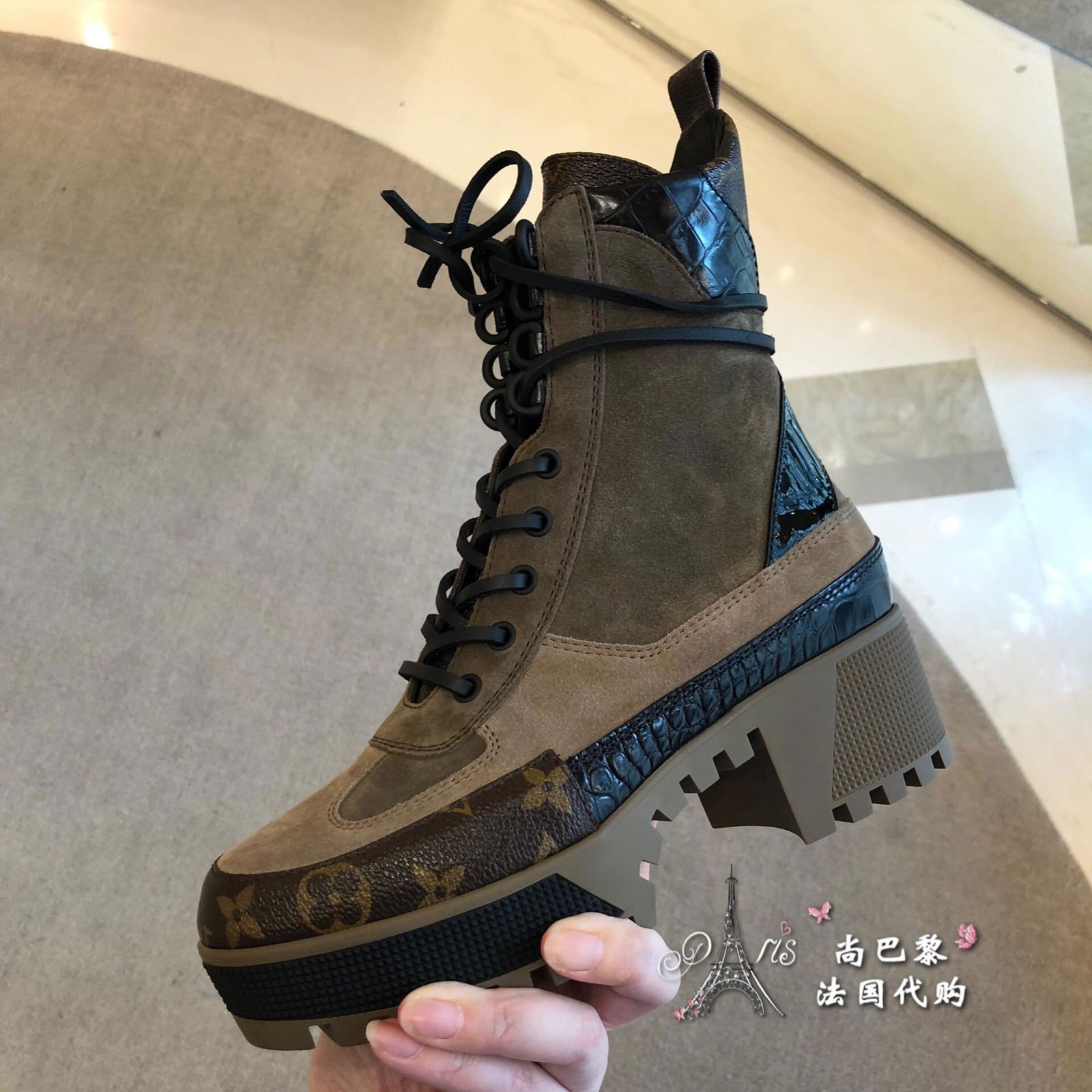                   aureate Platform Desert Boot 1A4XXZMonogram suede calf leather 4