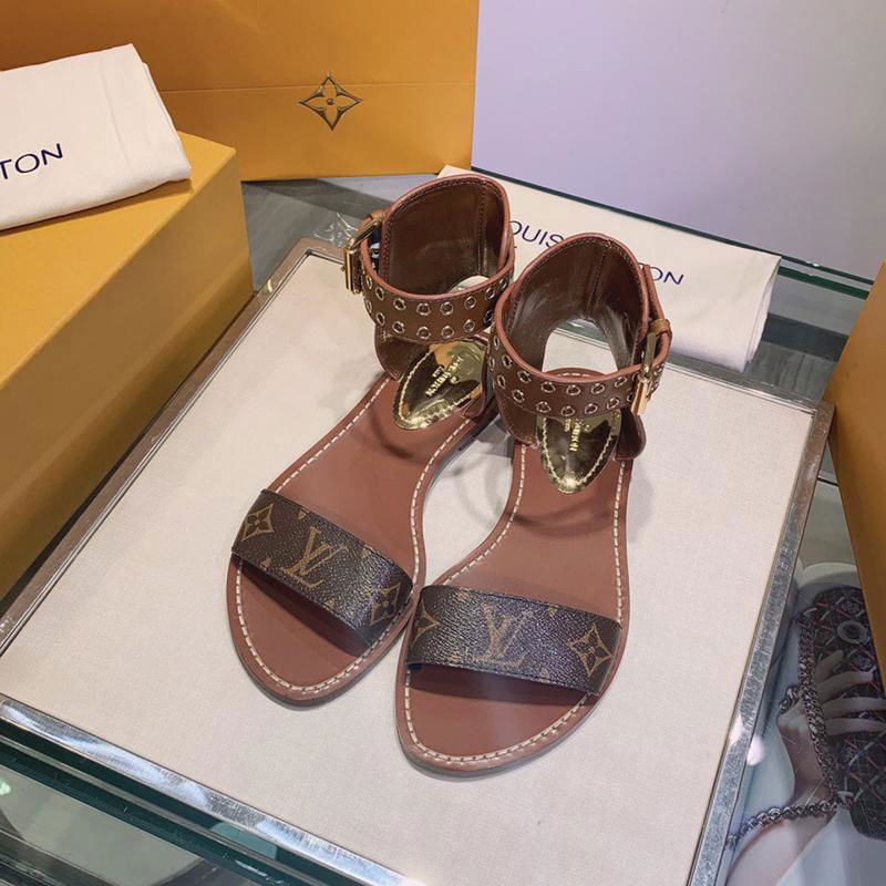 Louis Vuitton Passenger Flat Sandal LV 1A63ZZ ankle strap ladies fashion sandals