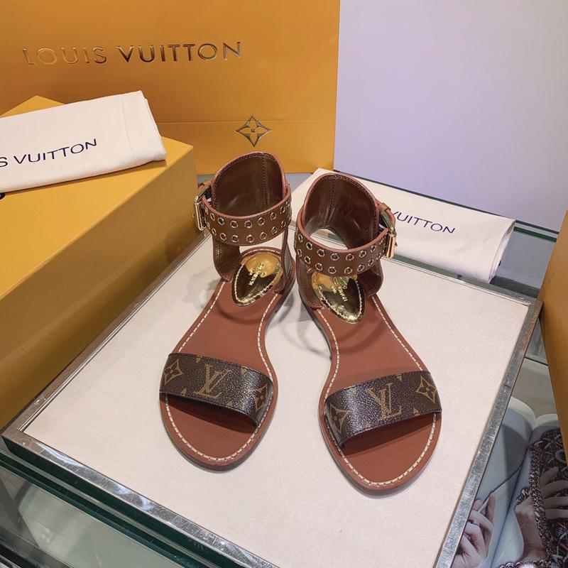 Louis Vuitton Passenger Flat Sandal LV 1A63ZZ ankle strap ladies fashion sandals