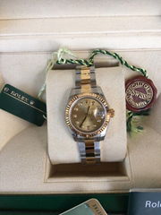 New ROLEX -26mm 18kt Gold & SS DateJust Factory Champagne Diamond Dial - 179163