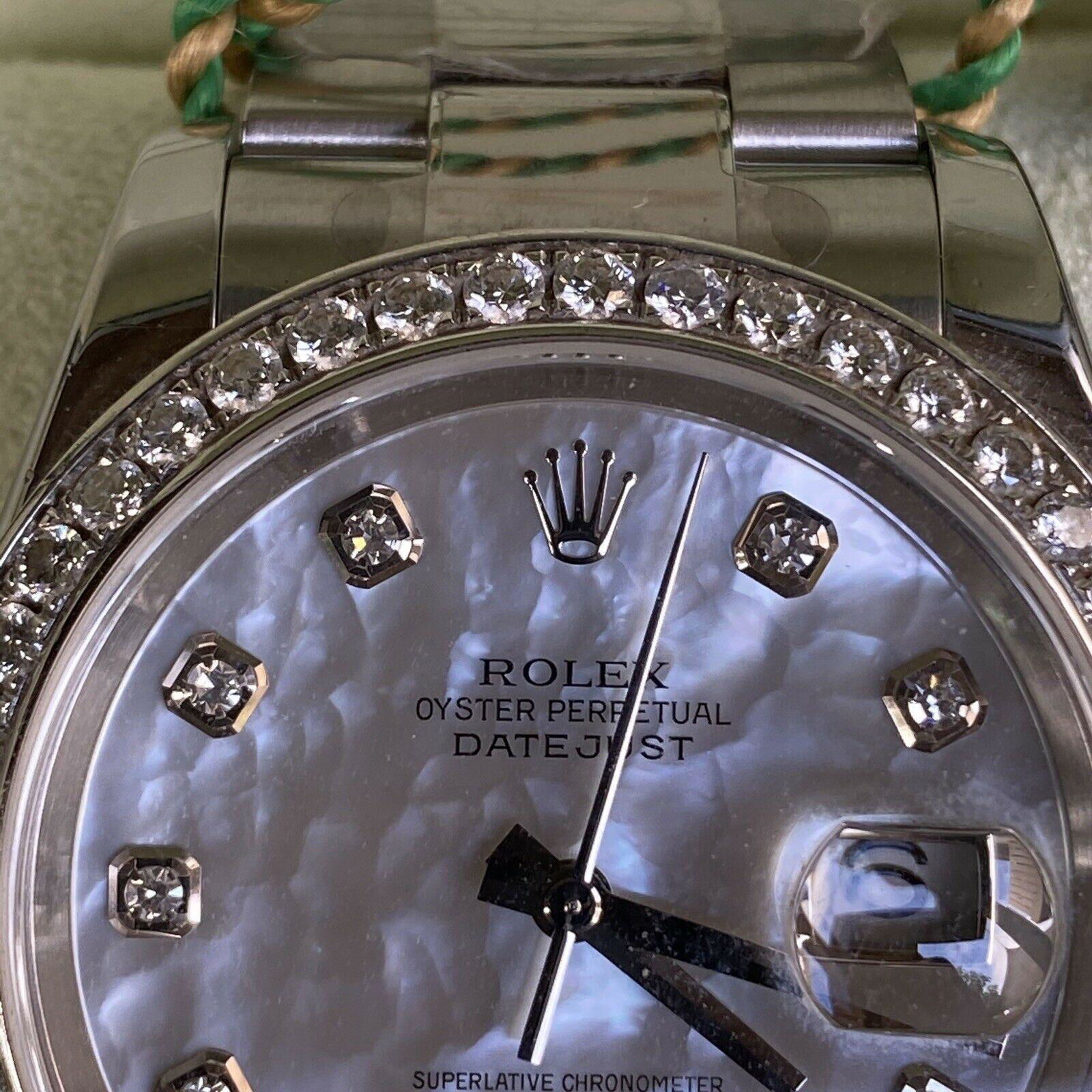 Rolex Unisex Datejust 116234 Steel 36mm Factory MOP Diamond Dial, Diamond Bezel