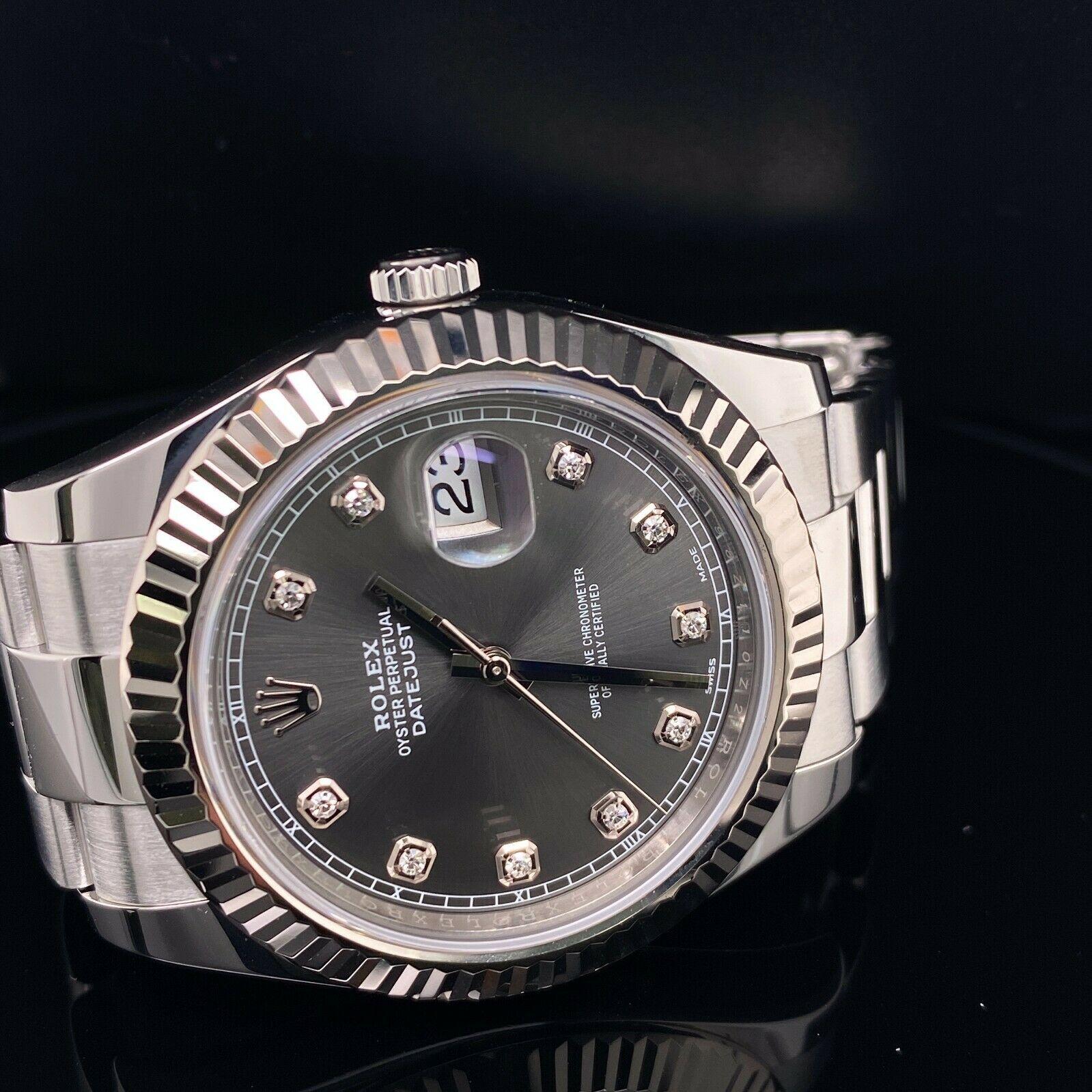 Rolex Datejust 41 Rhodium Diamond Dial 116334 Stainless Steel Box Paper 2017 4