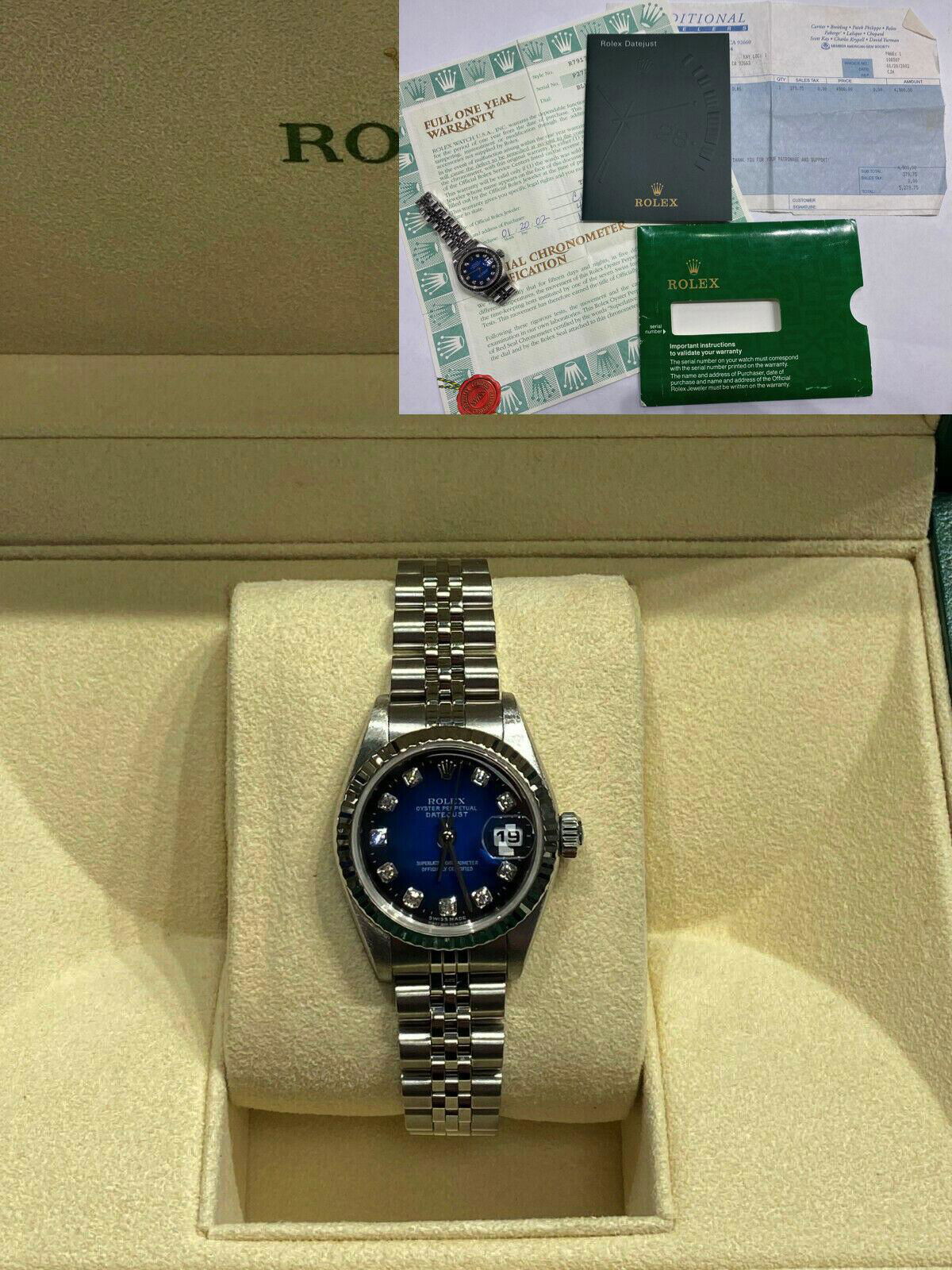 Rolex Ladies Datejust 79174 Blue Diamond Dial Stainless Steel Box Papers 2002 4