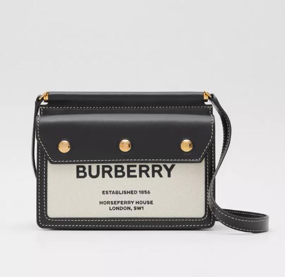 Burberry Mini Horseferry Print Title Bag with Pocket Detail black 