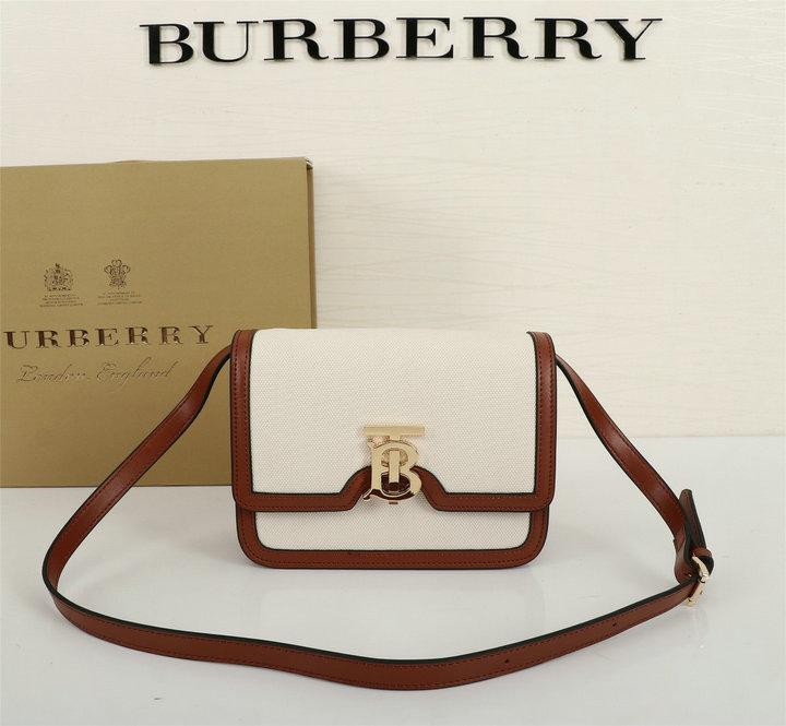 Burberry Small Two-tone Canvas and Leather TB Bag