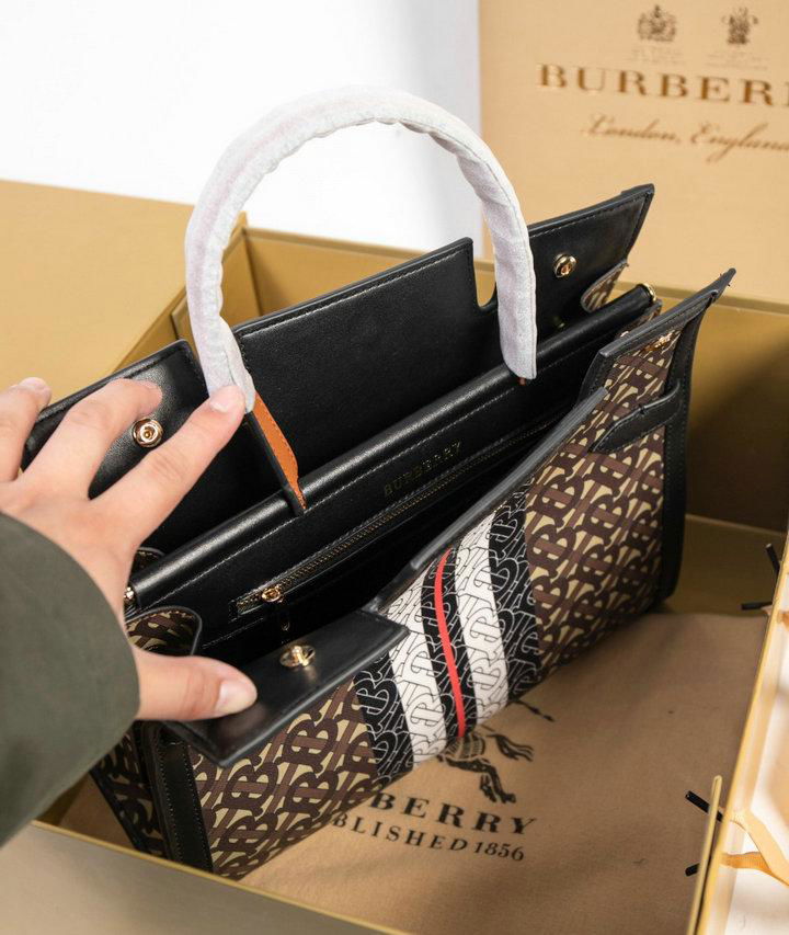 Burberry Medium Monogram Stripe E-canvas Title Bag