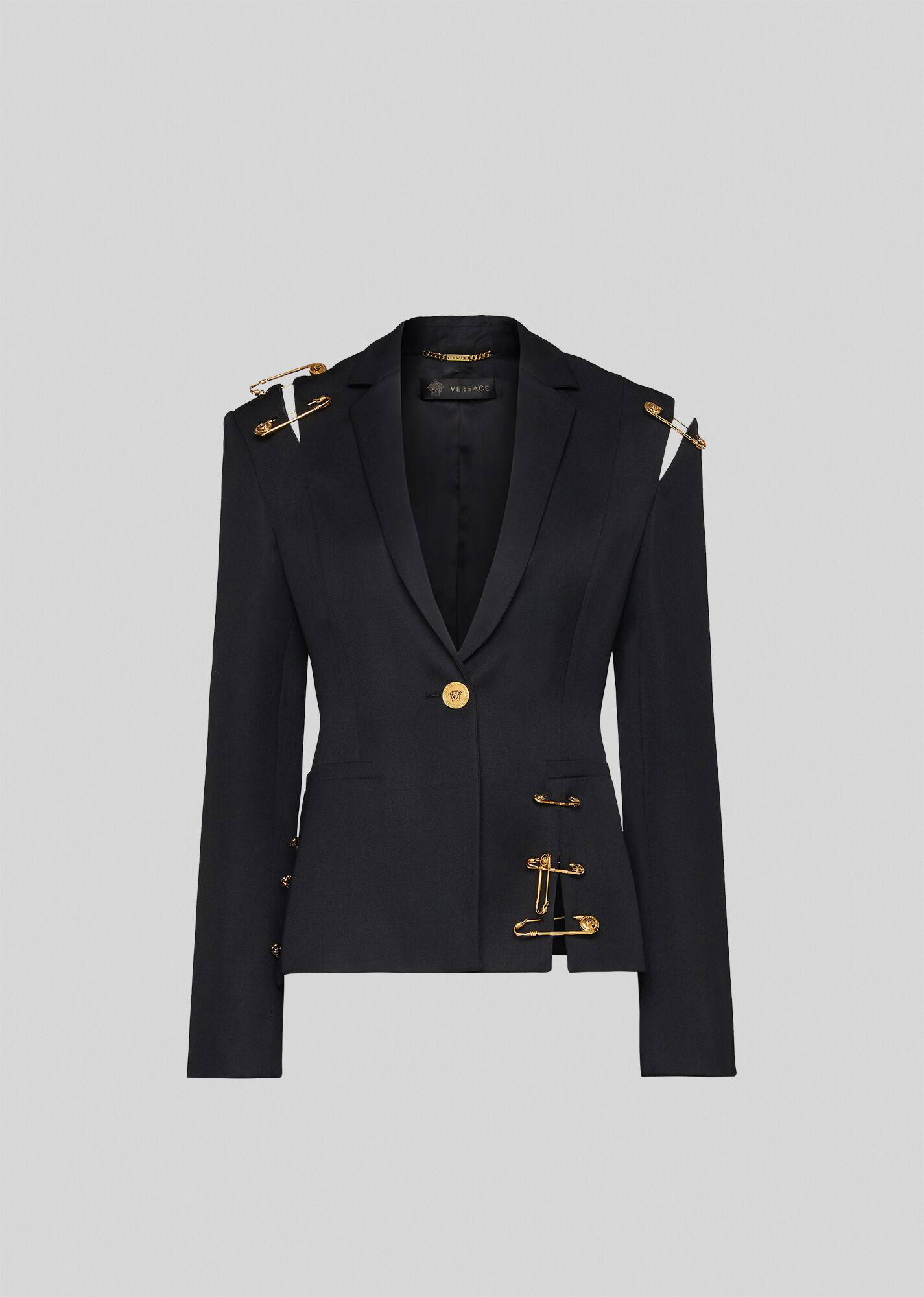 VERSACE Women SAFETY PIN WOOL BLAZER 