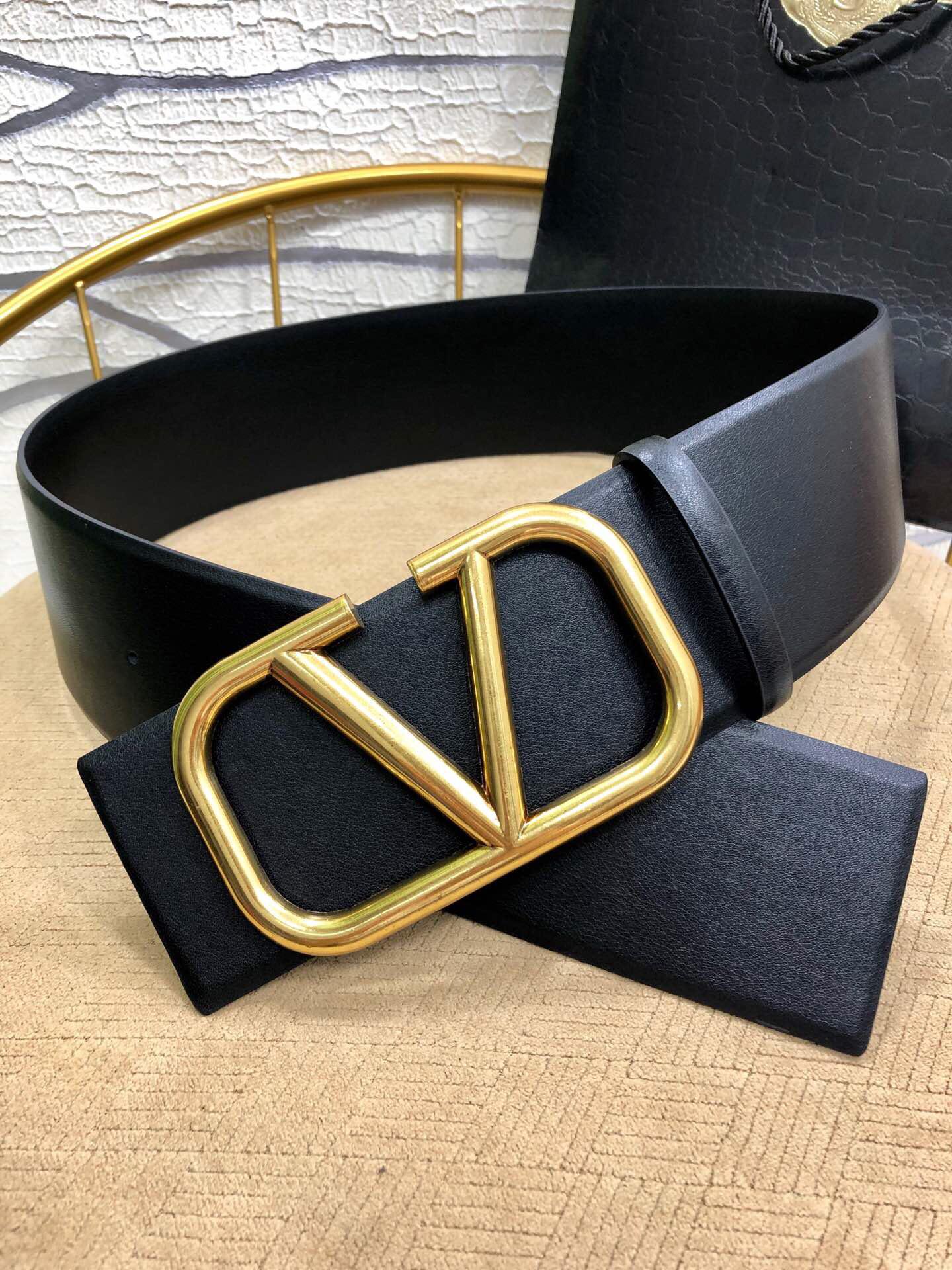           VLOGO reversible leather belt Vee Ring belt 7 cm big width waist belt  5