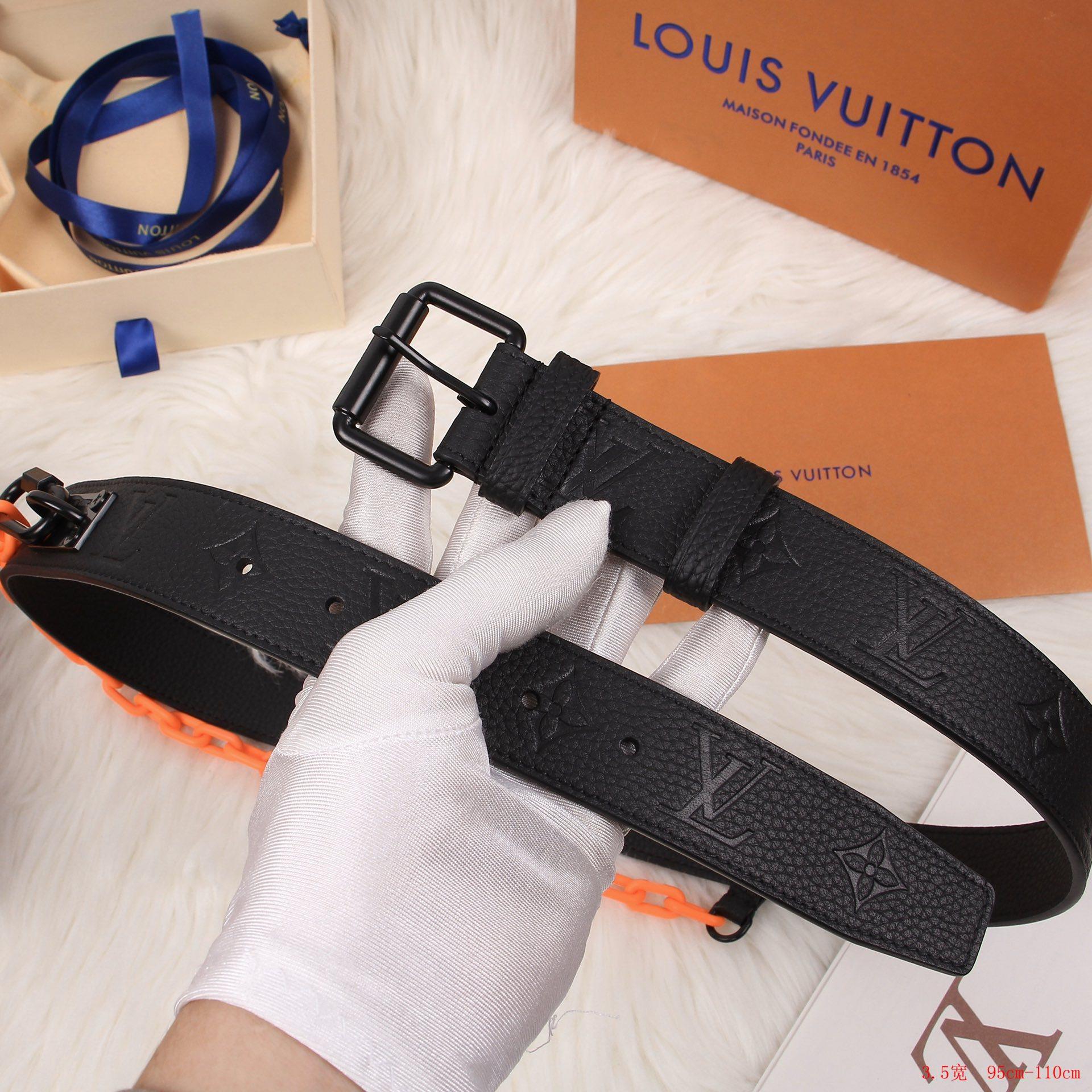 Louis Vuitton Signature Belt Monogram Chains 35MM Absolute Black