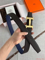        black blue H belt buckle & Reversible leather strap 38mm