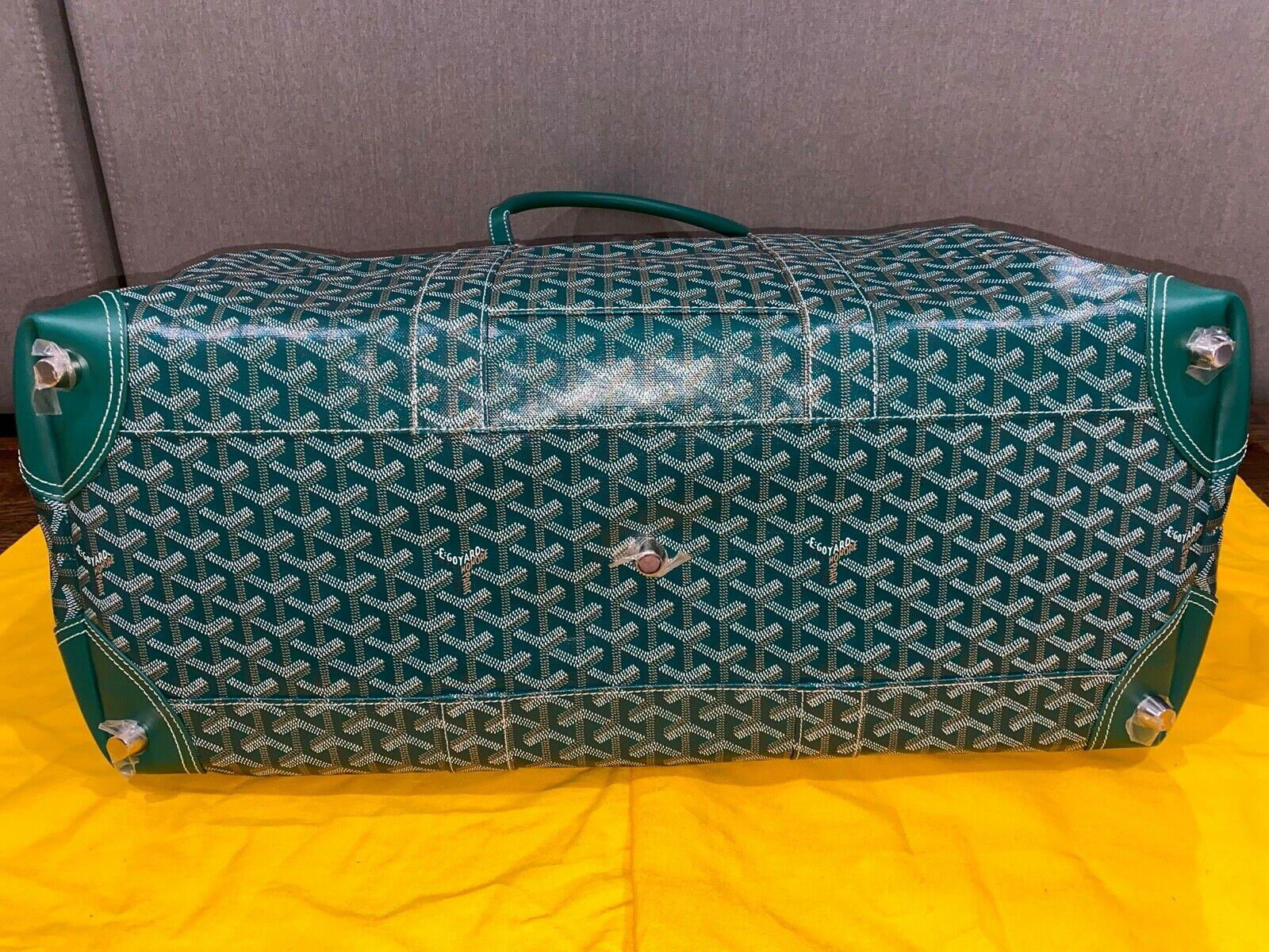 Goyard Boeing 55 Goyardine Green White Black Chevron Keepall Travel Duffle Bag