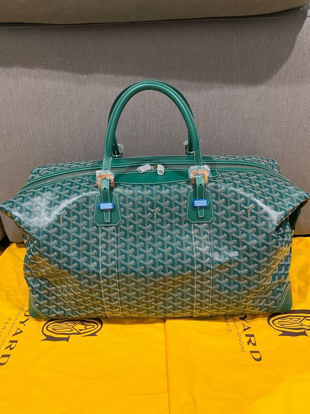 Goyard Boeing 55 Goyardine Green White Black Chevron Keepall Travel Duffle Bag