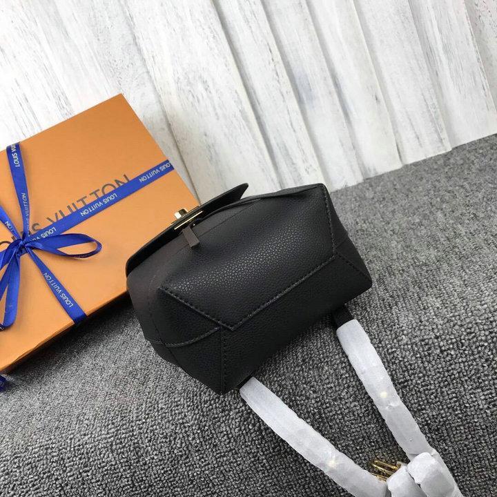               LOCKME BACKPACK MINI BLACK     LACK LEATHER BACKPACK BAG 2