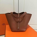 Hermes 22cm Violet Clemence Leather Picotin Lock Bag