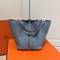 Hermes 22cm Violet Clemence Leather Picotin Lock Bag