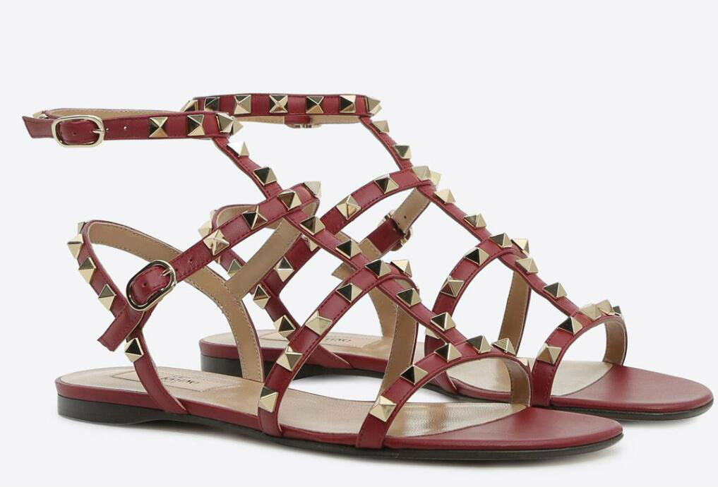 Valentino Rockstud Leather Ankle Strap Sandal 