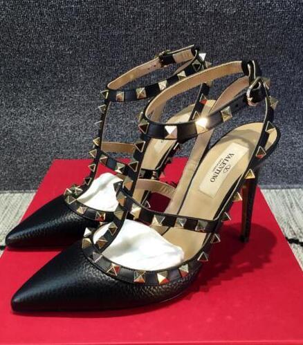 Valentino Rockstud Patent Sandal T-strap