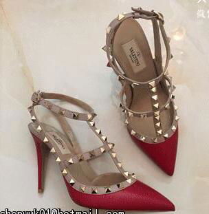 Valentino Rockstud Patent Sandal T-strap