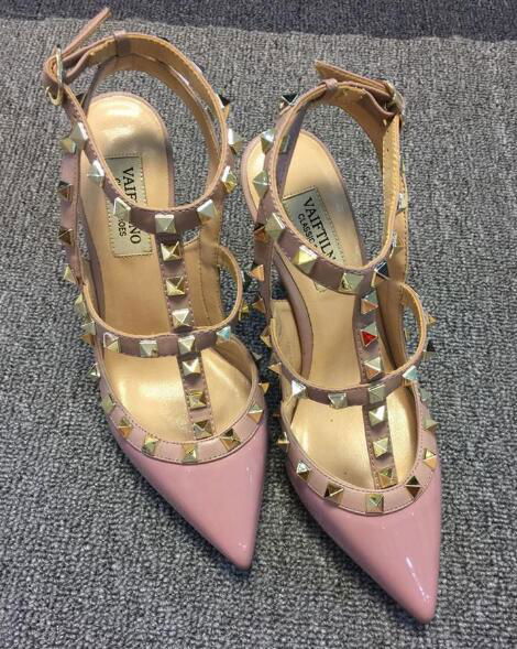 Valentino Rockstud Patent Sandal T-strap