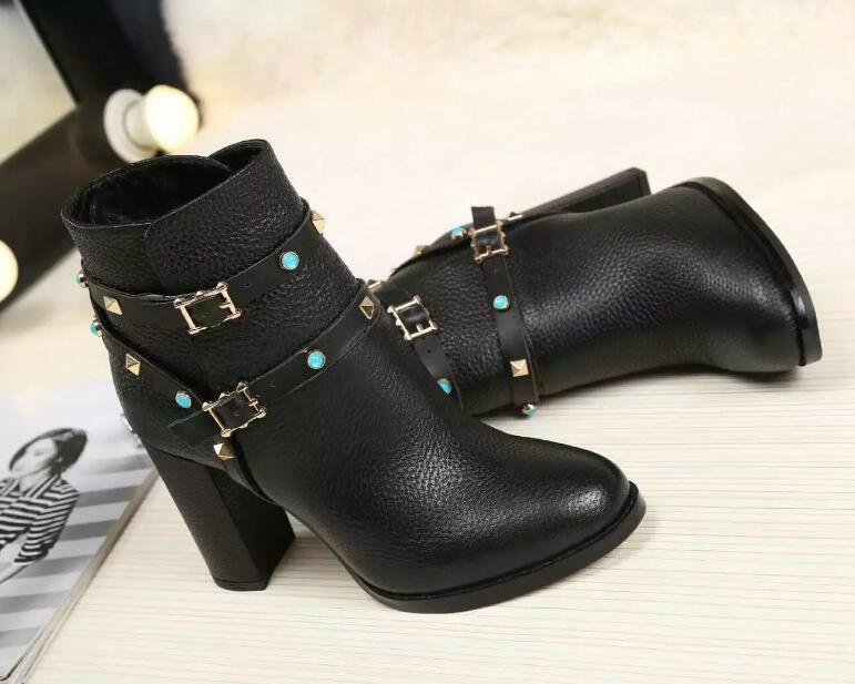 Valentino Rockstud Leather Ankle Boots