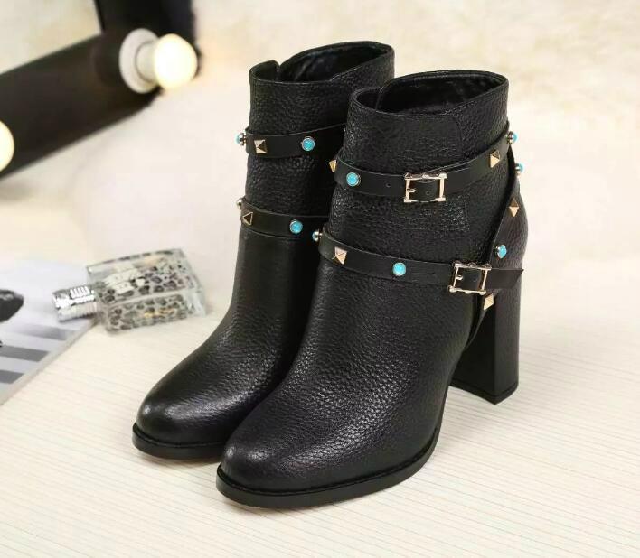 Valentino Rockstud Leather Ankle Boots