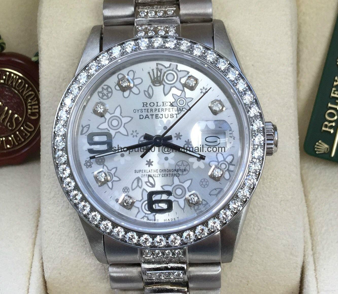 ROLEX DATEJUST MENS WOMENS 36mm Diamond President 18k WHITE GOLD BAND FLORAL Dyl