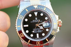 ROLEX MENS SUBMARINER BLACK CERAMIC 18K GOLD & STAINLESS 116613 