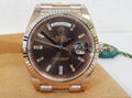 2015 Rolex 18K Rose Gold Day Date 40mm President baguette chocolate 228235 