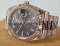 2015 Rolex 18K Rose Gold Day Date 40mm President baguette chocolate 228235 