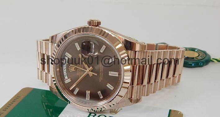 2015 Rolex 18K Rose Gold Day Date 40mm President baguette chocolate 228235  8