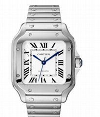 CARTIER SANTOS DE CARTIER WATCH MEDIUM MEN AUTOMATIC MOVEMENT STEEL WATCHES