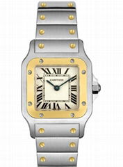 Cartier Women's W20012C4 Santos 18K Gold and Stainless Steel Watch Lady Quartz
