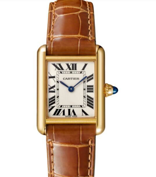 CARTIER TANK LOUIS CARTIER WATCH SMALL QUARTZ WATCH YELLOW GOLD LEATHER WATCHES 3