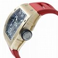 Richard Mille RM-010 Transparent Dial Rose Gold Red Rubber Automatic Mens Watch