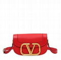 Valentino Garavani Supervee Smooth Leather Shoulder Bag Ladie V metal crossbody 