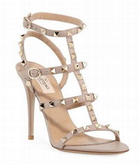           Garavani Rockstud 105mm Caged Leather Sandals Ladies Rockstuds heel