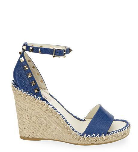 Valentino Garavani Rockstud Double Espadrille Wedge Sandal