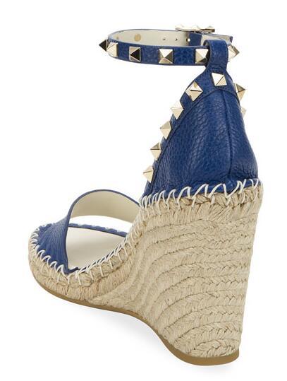 Valentino Garavani Rockstud Double Espadrille Wedge Sandal