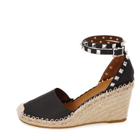 Valentino Garavani Rockstud Double Espadrille Wedge Pumps 