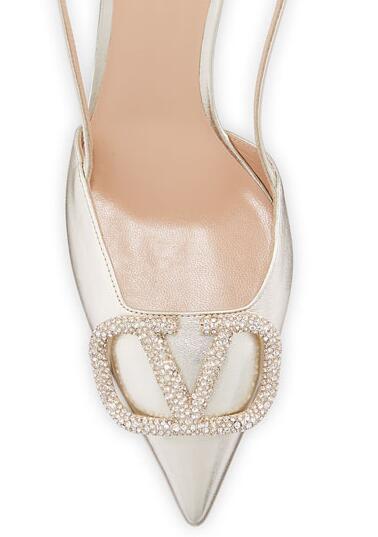           Garavani VLOGO Glow Slingback Pumps crystal V leather Wedding pump  2