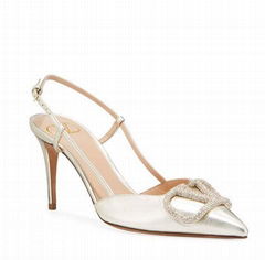           Garavani VLOGO Glow Slingback Pumps crystal V leather Wedding pump 